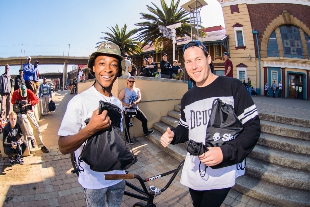 BMX Day 2015 Johannesburg - Nathi scooping up the product prizes