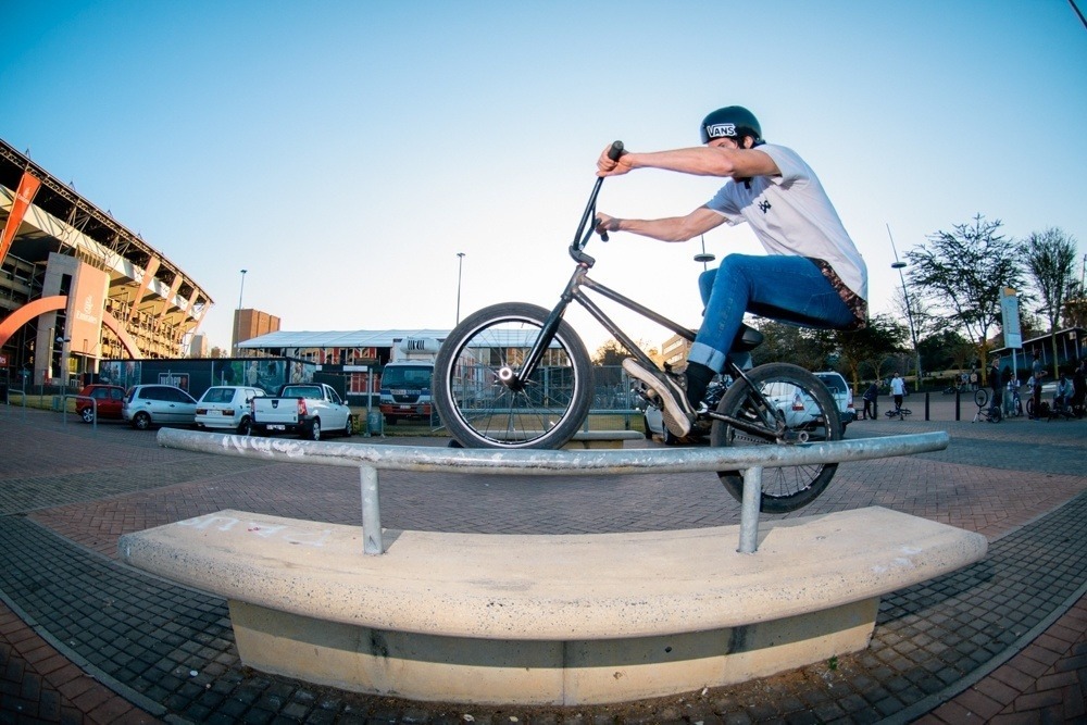 BMX Day 2015 Johannesburg - Werner Heindrich made the trip up from Cape Town and impressed everyone with his peg game - Icepick - Ellis Park