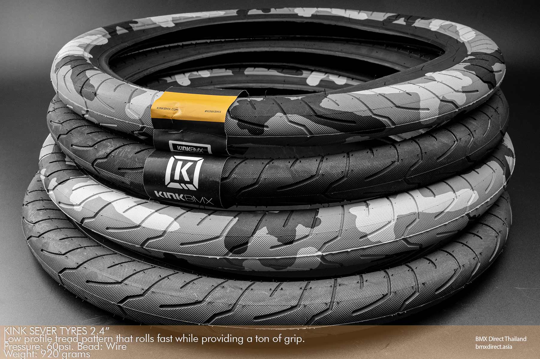 Kink Sever BMX Tyre 20 x 2.40 Black Wall BMX Tire Gum 